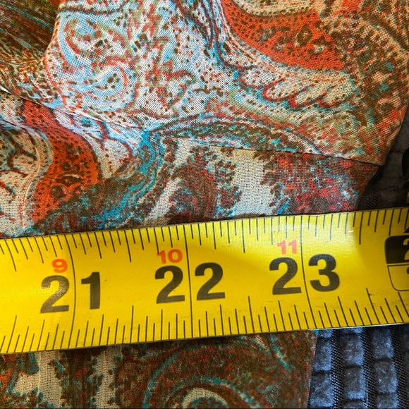 Wrangler Blouse Paisley Floral Sheer Western Rodeo Bohemian Loose Fit Sz Large - Picture 4 of 7